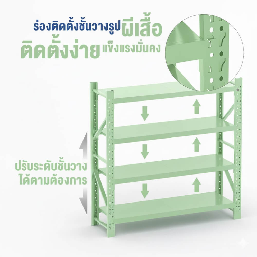 ชั้นวางของโล่ง 4 ชั้น ELIFE 200X200X40 ซม. สีเขียว_3